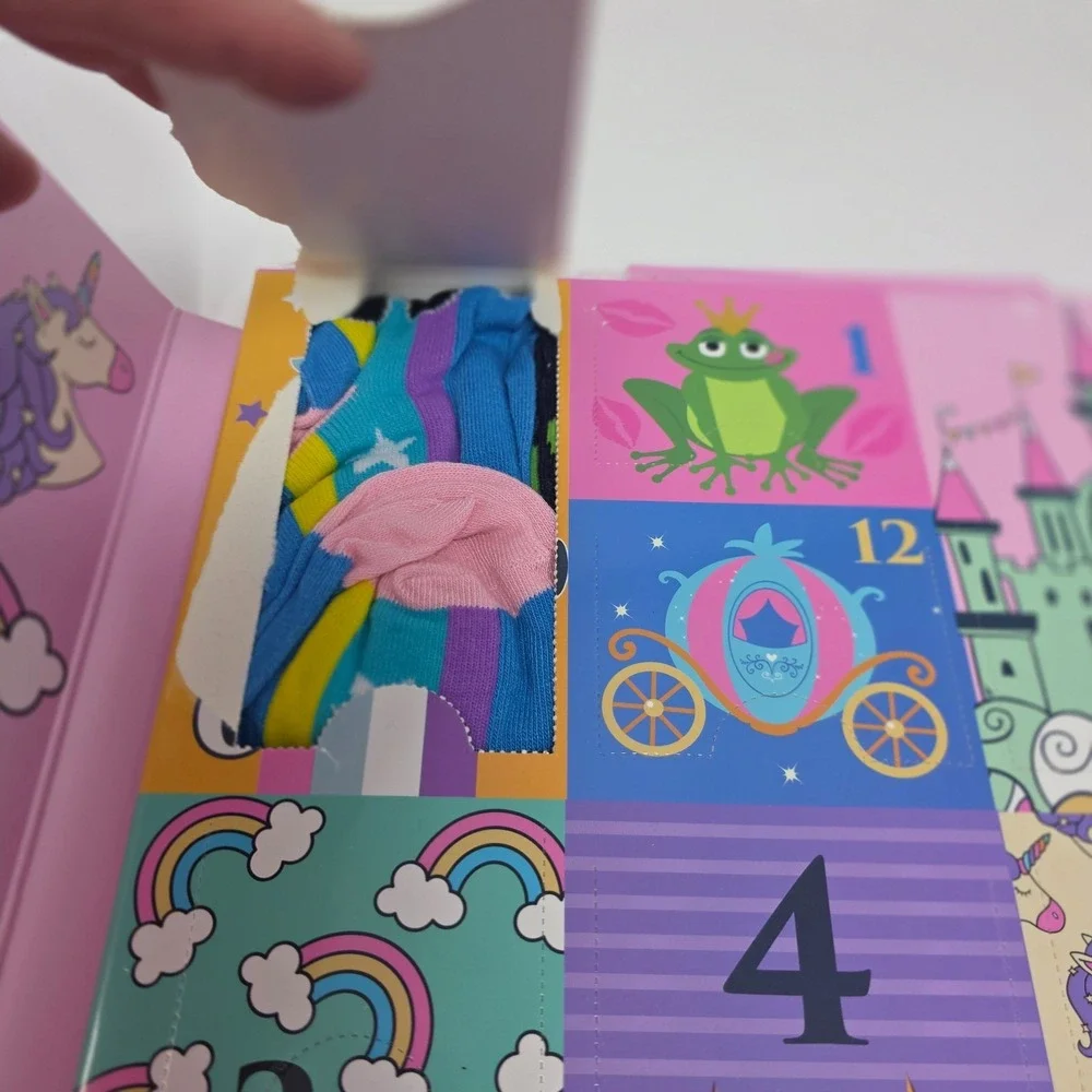 Pink Cookie Girls Pink 12 Days of Socks Advent Calendar Unicorn Castle NWT